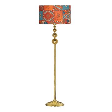 Vinner VNRVGAGKLMB093 Vega Gold Üçlü Küre Tek Ayaklı Metal Cappadocia Desenli Lambader