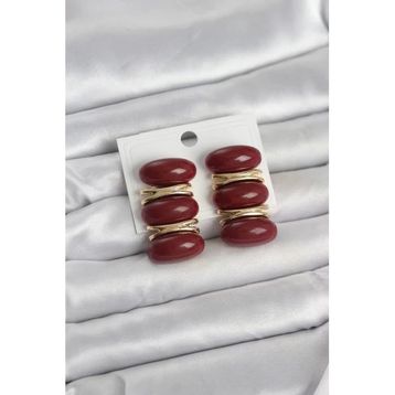 Vintage Model Bordo Gold Kadın Küpe