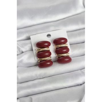 Vintage Model Bordo Gold Kadın Küpe