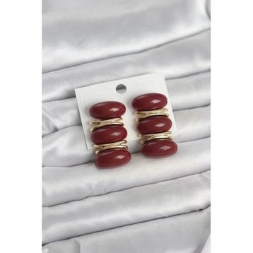Vintage Model Bordo Gold Kadın Küpe