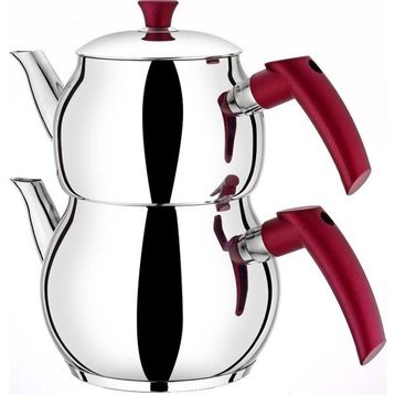 Viola Küre Mini Bordo Çelik Çaydanlık Seti