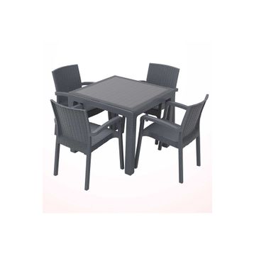 Violet Rattan Camlı Masa Takımı