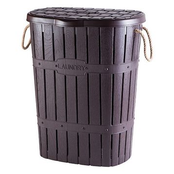 Violetta Mürdüm Bambu Halatlı Kirli Çamaşır Sepeti