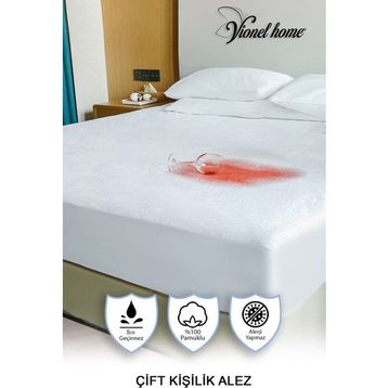 Vionel Home 140x200 cm Beyaz Pamuk Full Kenar Fitted Sıvı Geçirmez Çift Kişilik Yatak Koruyucu Alez