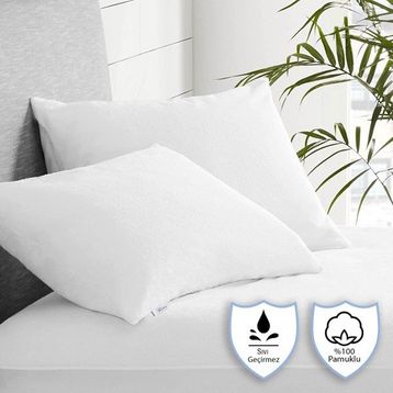 Vionel Home 50x70 cm Beyaz Pamuklu Sıvı Geçirmez 2'li Yastık Alezi