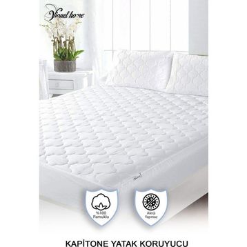 Vionel Home Fitted Full Kenar Elyaf Dolgulu Tek ve Çift Kişilik 90x190 cm Beyaz Pamuk Kapitone Yatak Koruyucu