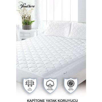 Vionel Home Fitted Full Kenar Elyaf Dolgulu Tek ve Çift Kişilik 90x190 cm Beyaz Pamuk Kapitone Yatak Koruyucu