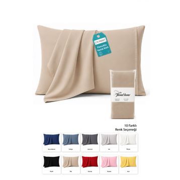 Vionel Home Pamuklu 50x70 cm Düz Bej 2'li Yastık Kılıfı