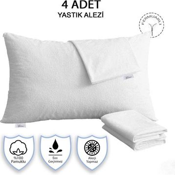 Vionel Home Pamuklu Sıvı Geçirmez 4 Adet 50x70 cm Bej Yastık Alezi