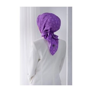 Vissona 51495-0022 Lila Dama Desen Tivil İpek Eşarp