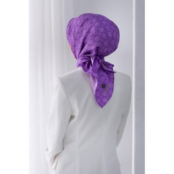 Vissona 51495-0022 Lila Dama Desen Tivil İpek Eşarp