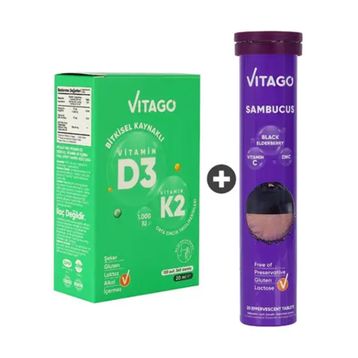 Vitago Vitamin D3 K2 20 ml Sprey + Sambucus 20 Efervesan Tablet