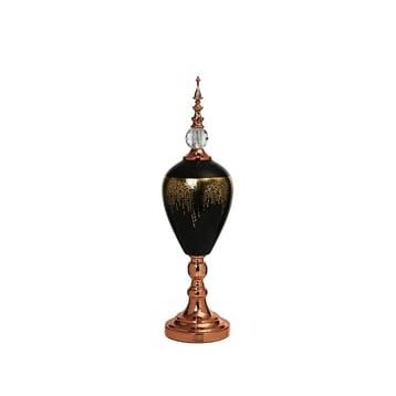 Vitale 60 cm AK.JE0011 Amber Bronz Kapaklı Vazo