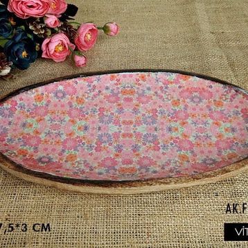 Vitale AK.FQ0009-P Pembe Dekoratif Oval Tepsi