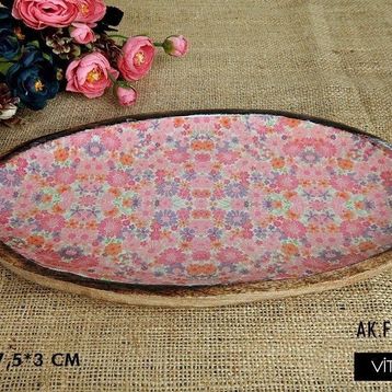 Vitale AK.FQ0009-P Pembe Dekoratif Oval Tepsi