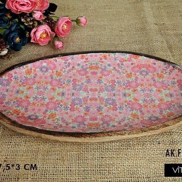 Vitale AK.FQ0009-P Pembe Dekoratif Oval Tepsi