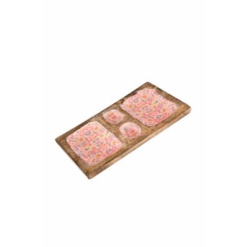 Vitale AK.FQ0021-P Pembe Çiçek Desenli Dekoratif Tepsi