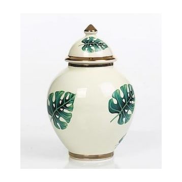 Vitale AK.NRH0088 Yeşil 21 cm Yaprak Desenli Şah Küp