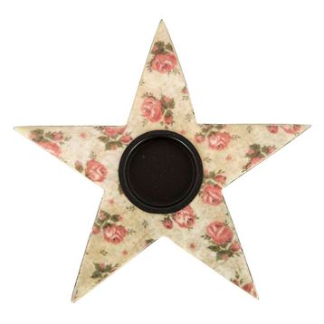 Vitale Şiva Çiçek Desenli Krem Yıldız Tealight Obje