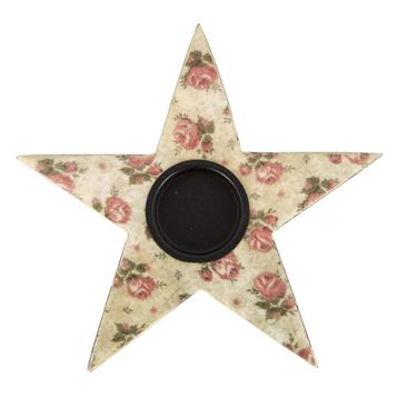 Vitale Şiva Çiçek Desenli Krem Yıldız Tealight Obje