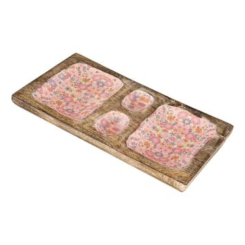 Vitale Şiva Çiçek Desenli Pembe Tepsi
