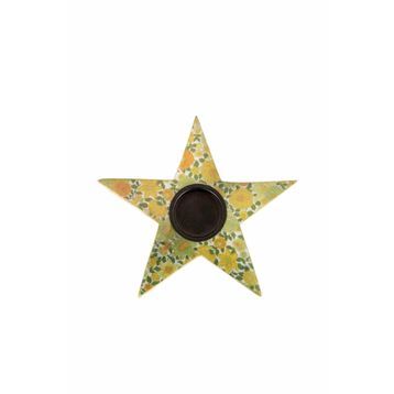 Vitale Şiva Çiçek Desenli Yeşil Yıldız Tealight Obje