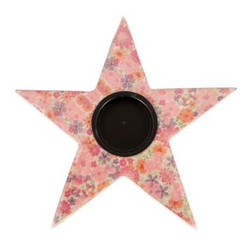 Vitale Şiva Çiçek Desenli Yıldız Pembe 17x4 cm T-Light