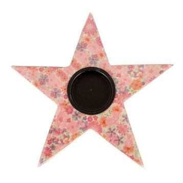 Vitale Şiva Çiçek Desenli Yıldız Pembe 17x4 cm T-Light