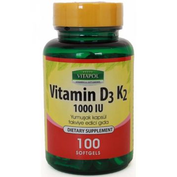 Vitapol Vitamin D3 K2 1000 IU 100 Kapsül