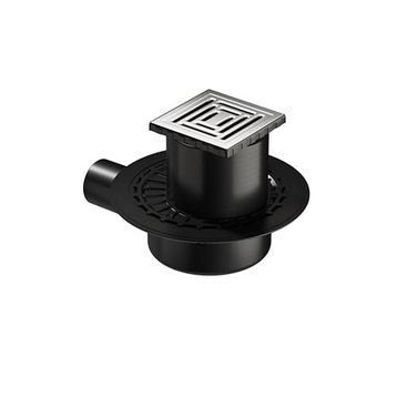 VitrA 5607315 V-Flow Kare Yandan Çıkışlı 10x10 cm DK 800 Kapak Parlak Krom Yalıtımlı Duş Kanalı