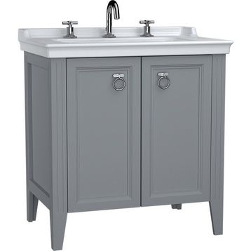 VitrA 62163 Valarte Kapaklı Etajerli 80 cm Mat Gri Lavabo Dolabı