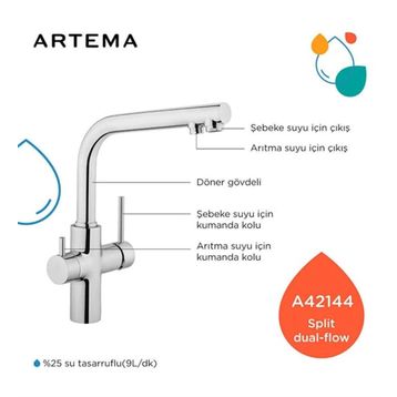 VitrA A42144 Split Dual Flow Krom Eviye Bataryası