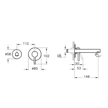 VitrA Origin A42581 Krom Ankastre Lavabo Bataryası