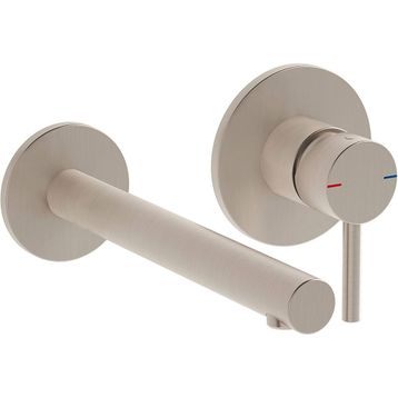 VitrA Origin A4258134 Ankastre Lavabo Bataryası 2 Rozetli Sıva Üstü Fırçalı Nikel