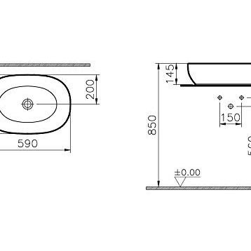 VitrA Outline 5995B420-0016 60 cm Mat Bej Oval Çanak Lavabo