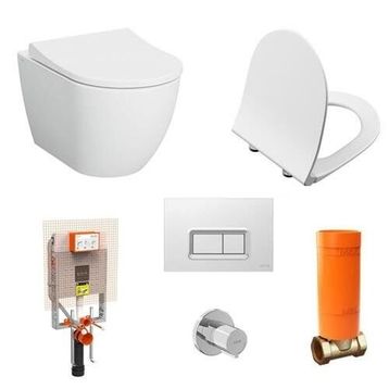 VitrA S60 Kanalsız Asma Klozet + Slim Duroplast Kapak + Gömme Rezervuar Set