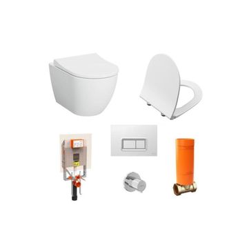 VitrA S60 Kanalsız Asma Klozet + Slim Duroplast Kapak + Gömme Rezervuar Set