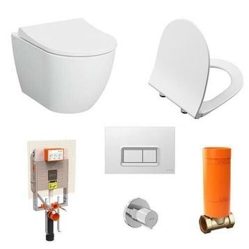 VitrA S60 Kanalsız Asma Klozet + Slim Duroplast Kapak + Gömme Rezervuar Set