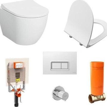 VitrA S60 Kanalsız Asma Klozet + Slim Duroplast Kapak + Gömme Rezervuar Set