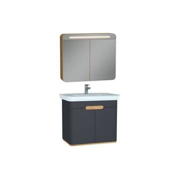 VitrA Sento 60809 60896 80 cm Antrasit Aynalı Kapaklı Banyo Dolabı Seti