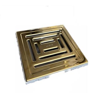 VitrA V-Flow Kare 5607319 Yandan Çıkışlı DK 800 Kapak Parlak Altın Yalıtımlı Duş Kanalı
