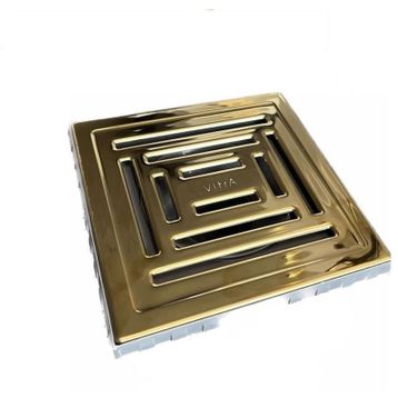 VitrA V-Flow Kare 5607319 Yandan Çıkışlı DK 800 Kapak Parlak Altın Yalıtımlı Duş Kanalı