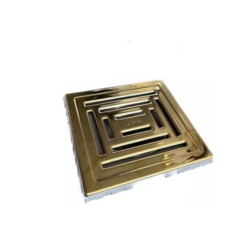 VitrA V-Flow Kare 5607319 Yandan Çıkışlı DK 800 Kapak Parlak Altın Yalıtımlı Duş Kanalı