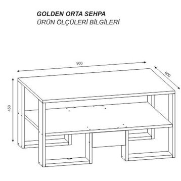 Vivense Golden Beyaz Ceviz Orta Sehpa