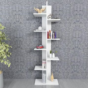 Vivense Karo Dekoratif Beyaz Kitaplık