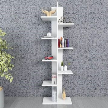 Vivense Karo Dekoratif Beyaz Kitaplık