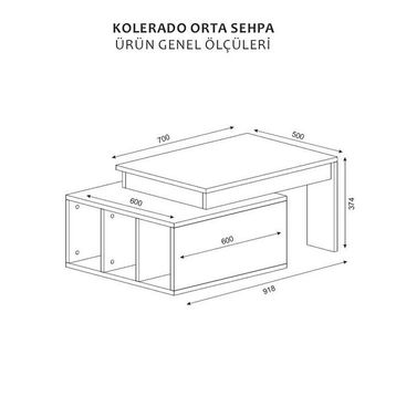 Vivense Kolerado Beyaz Ceviz Orta Sehpa