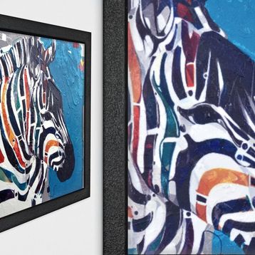 Vivense Zebra Yağlı Boya Dokulu Ahşap Tablo