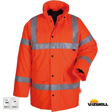 Vizwell VWJK01 300 D Oxford Reflektörlü İçi Kapitoneli Turuncu Parka