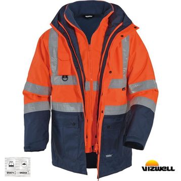 Vizwell VWJK44 Oxford Turuncu Lacivert 5+1 Fosforlu İş Kıyafeti